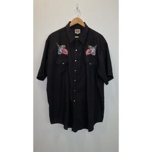 Vtg Ely Cattleman 3XL Pearl Snap Bald Eagle Western American Flag Patriotic